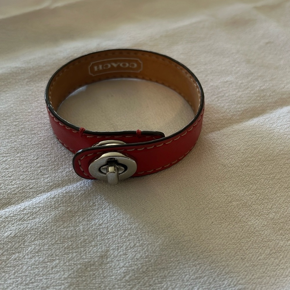 Red leather coach bracelet